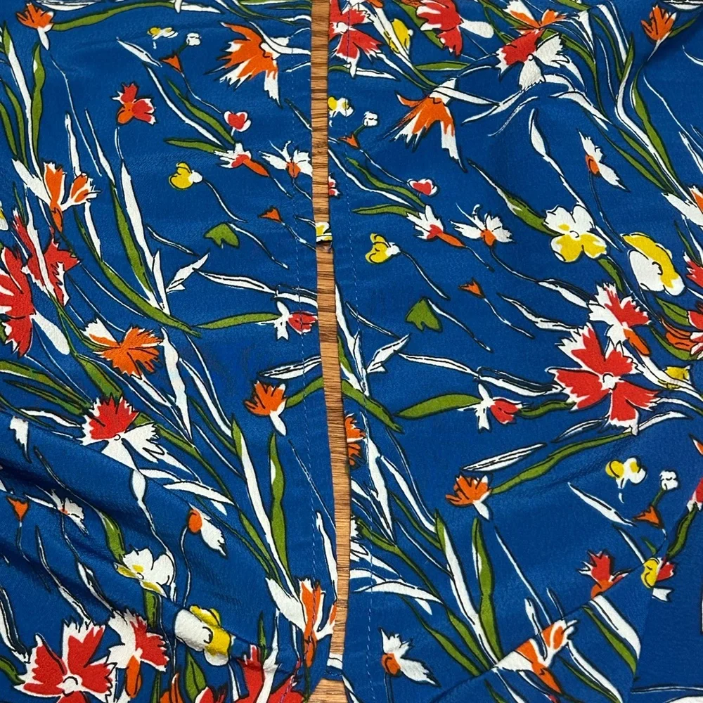 Zara Basic Blue Floral Blouse EUC Size XS - Picture 5 of 6